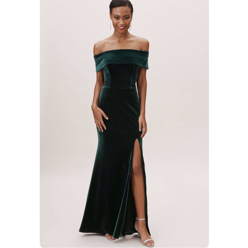 Like new | BHLDN Fawn Velvet Dress in Emerald